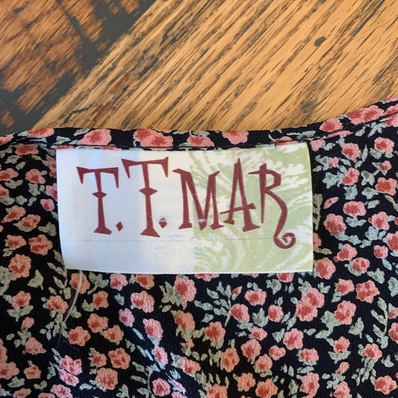 Vintage T.T. Mar Babydoll floral Dress cottage-core grunge 90’s prairie - Picture 8 of 9